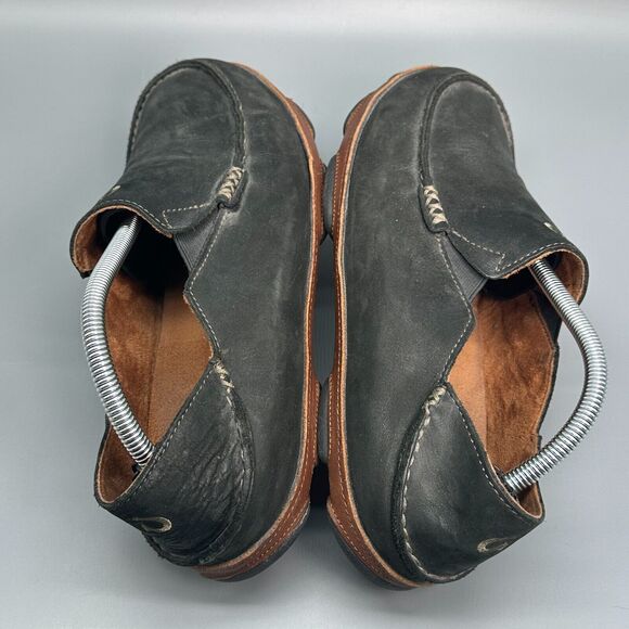 Olukai Moloa Men\'s 10 Black Nubuck Leather Casual Shoes Slip-On Round Toe Loafer main image 4